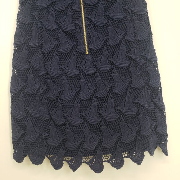 Lilly Pulitzer Kolby Lace Sailboat Mini Shift Dress 00 Sleeveless Navy Blue - Picture 8 of 10